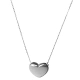 Sterling Silver Puffed Heart Pendant w/ Hearts on Side