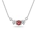 Garnet and Diamond Three Stone Pendant in 14K White Gold