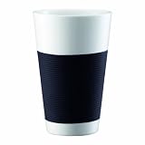 Bodum Canteen Porcelain Double Wall Cooler with Silicone Grip, Black, Set of 2