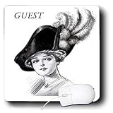 Florene Vintage - Black and White Lady In Hat 4 Guest Room - Mouse Pads
