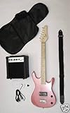 Metallic PINK Junior Kids Mini 3/4 Electric Guitar Amp Starter Pack, Guitar, Temolo, Amplifier, Gig Bag, Strap, Cable, & DirectlyCheap(TM) Translucent Blue Medium Guitar Pick