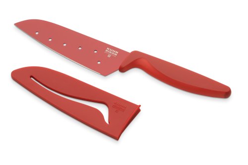 Kuhn Rikon 5-Inch Nonstick Colori Santoku Knife, Red