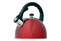 Creative Home Satin Splendor Metallic 2.8 Quart Whistling Tea Kettle, Cranberry