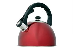 Creative Home Satin Splendor Metallic 2.8 Quart Whistling Tea Kettle, Cranberry