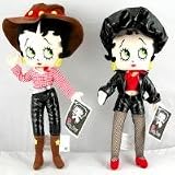 Betty Boop Biker and Cowgirl 14 Poseable Soft Plush Doll New 2pc Two Piece Set