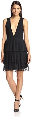 English Factory Women's Tiered Hem Dress, Black, S