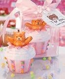 Teddy bear-inspired delectable pink cupcake candles