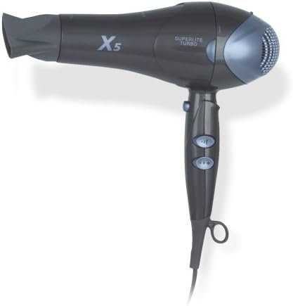 X5 Superlite Professional Fast Drying Blow-Dryer & Hair-Dryer for Shiny, Healthy Hairstyles - 2000W Black with Diffuser and Attachments
