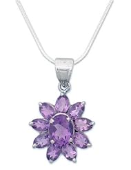Amethyst pendant necklace, Lilac Sunflower - Amethyst Floral Necklace Sterling Silver Jewelry