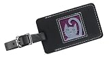 Kitty Purple Leather Luggage Tag