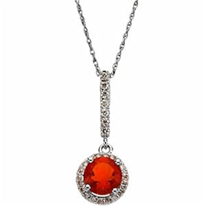 Lovely Mexican Fire Opal and Diamond Pendant