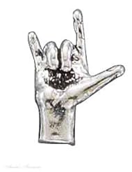Sterling Silver 3D I Love You American Sign Language Pendant
