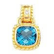 14K Yellow Gold Swiss Blue Topaz and Diamond Pendant