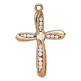 14K Rose Gold Diamond Cross Pendant