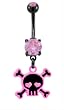 BLACK PVD COATED PINK SKULL BELLY RING