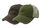 Decky 2in1 Combo 2pk Chocolate and Olive Camouflage Vintage Washed Adjustable Mesh Trucker Baseball Cap Hat