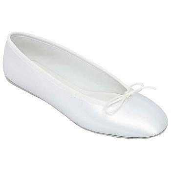 White Dyebale Satin Ballet Flats Slippers Shoes