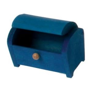 Handmade Doll House Wooden Trunk, Blue by