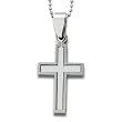 Stainless Steel Laser Cut Two Piece Cross Pendant on 24 Inch Polished Ball Chain