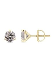 1.5 ct Solitaire Diamond Stud Earrings in Yellow Gold