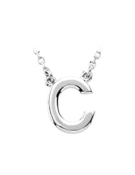 Block Initial Necklace in Sterling Silver, Letter C