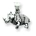 Sterling Silver Antiqued Rino Charm with 20 inch Sterling Silver Chain