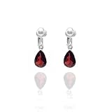 Red Garnet Gemstone Teardrop Clip On Earrings