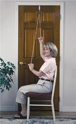 RangeMaster Molded Rubber Handle Overhead Shoulder Pulley with Metal Bracket and Flip Chart Exercise Guide