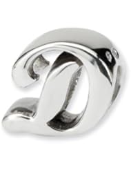 Script Style, Letter D Charm in Silver For 3mm Charm Bracelets