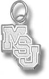 Mississippi State Bulldogs Solid Sterling Silver Classic ''MSU'' Diagonal 3/8'' Pendant