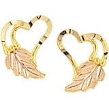Yellow-gold Women's Diamond cut Black Hills Gold Heart & Flower Dangle Earrings