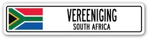 VEREENIGING, SOUTH AFRICA Street Sign Sticker Decal Wall Window Door South African flag city country road 8.25 x 2.0