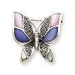 Sterling Silver Marcasite Mother of Pearl Butterfly Pin