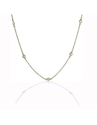 Bling Jewelry Sterling Silver Gold Vermeil CZ By The Inch Florence Necklace 16in