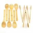 9 Piece Bamboo Utensil Set - 3 Pairs of Tongs and 6 Bamboo Serving Spoons