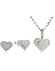 Adina Reyter Tiny Stacked Heart Necklace and Post Earrings Jewelry Set