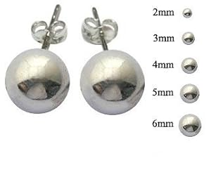 5 Pair Set of Sterling Silver Round Ball Stud Earrings Our Stud earring set includes one pair each of 2mm 3mm 4mm 5mm 6mm plus A Free Gift Box