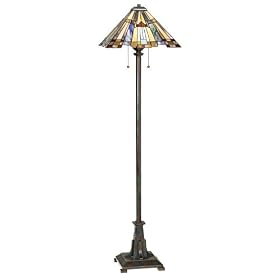 Quoizel Inglenook Tiffany-Style Art Glass Floor Lamp