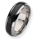 Titanium Carbon Fiber 8mm Polished Band Ring - Size 7