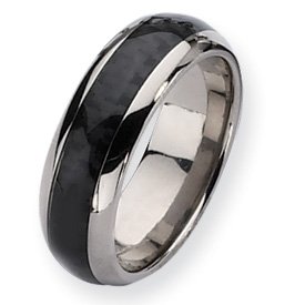 Titanium Carbon Fiber 8mm Polished Band Ring - Size 7