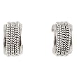 Southwestern Wide Triple Twist Sterling Silver Hoop Earrings by Native American Navajo Artist Tahe, #TP177