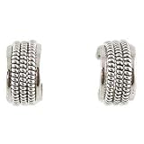 Southwestern Wide Triple Twist Sterling Silver Hoop Earrings by Native American Navajo Artist Tahe, #TP177
