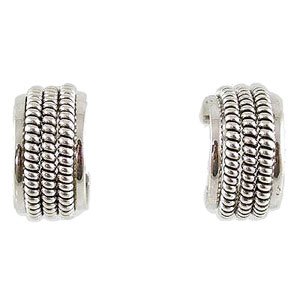 Southwestern Wide Triple Twist Sterling Silver Hoop Earrings by Native American Navajo Artist Tahe, #TP177