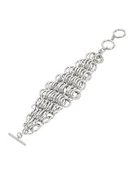Chain Link Toggle Bracelet in Silvertone