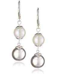Anne Klein "Polished and Pearl" Silver-Tone Blanc Pearl Drop Earrings