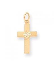 10k Yellow Gold Di-Cut Cross Charm - Religious Jewelry