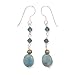 Dyed Blue Lace Agate, Cultured Freshwater Pearl and Swarovski Crystal French Wire Earrings