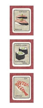 Sushi Triptych II Art Poster Print by Nancy Overton, 8x20