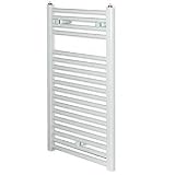 White Flat Bathroom Heated Towel Radiator Rail 800mm x 500mm
