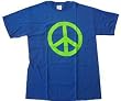 PEACE SIGN - Neon Green on Blue T-shirt